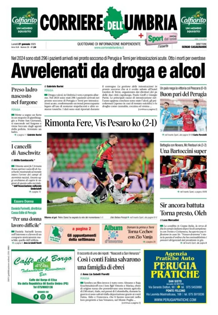 Prima-pagina-corriere umbria-del-2025-01-27